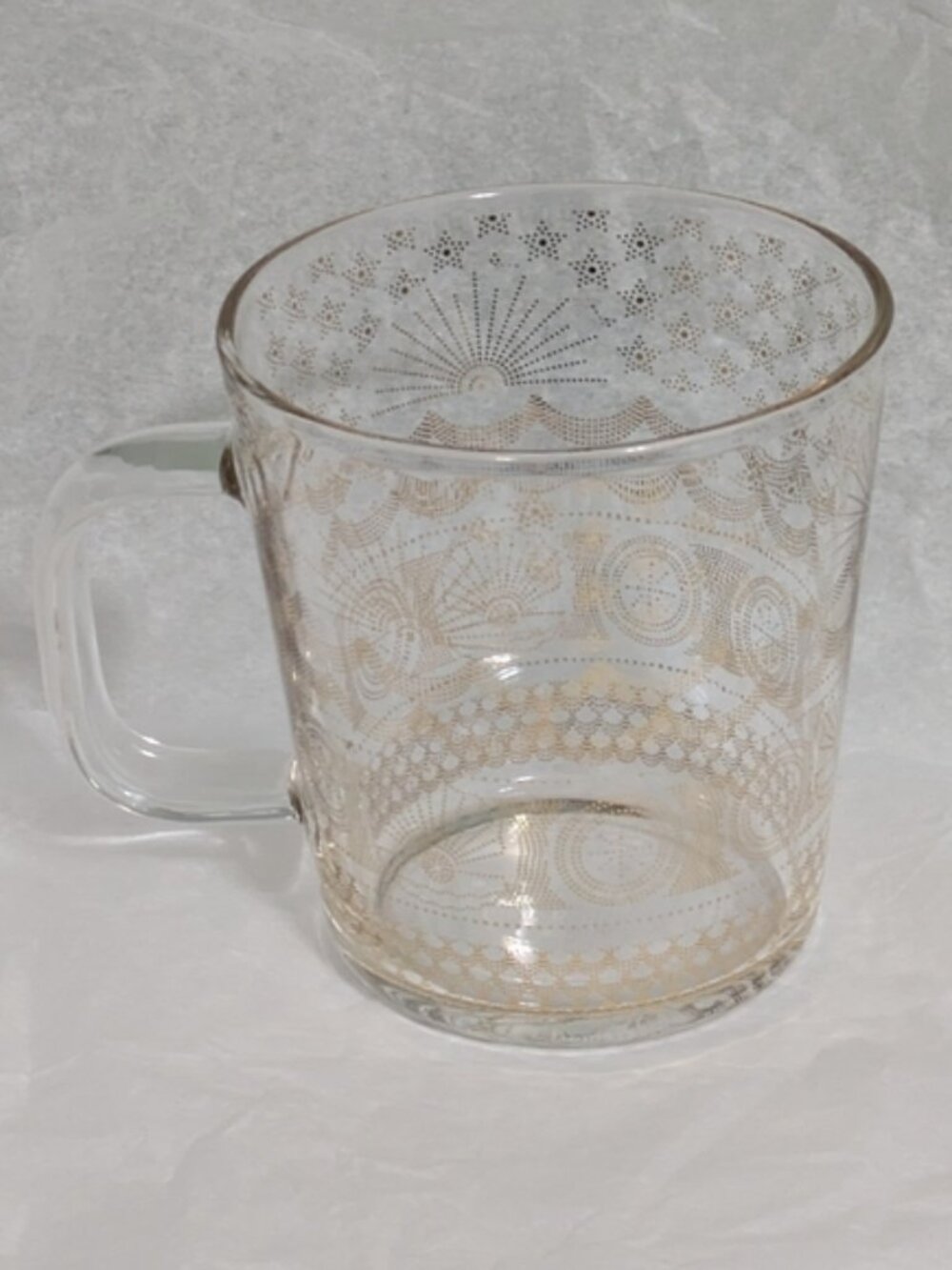 Limited Edition 2017 Starbucks Golden Sea Clear Glass Mug 14oz